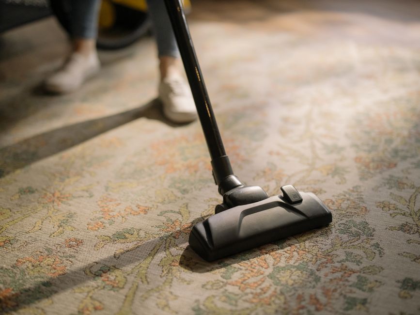 Targeted stain removal treatment on a light rug